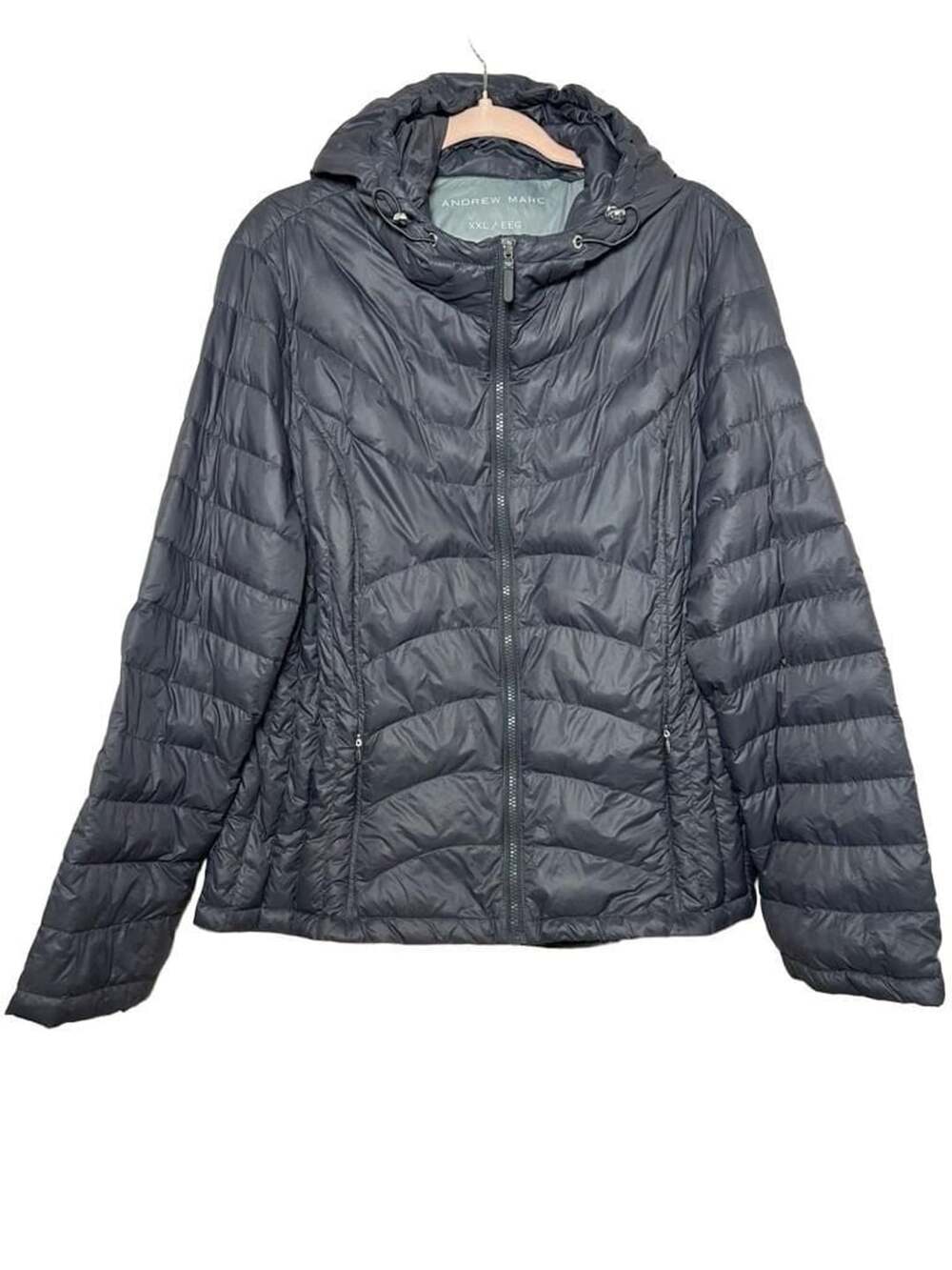 Andrew Marc Packable Lightweight Down Puffer Jacket Size XXL Dark Gray